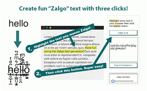 This is a zalgo text generator that you can use to make fonts for instagram, tumblr, twitter, facebook, discord, tiktok, etc. Zalgo Chrome :: My Extensions