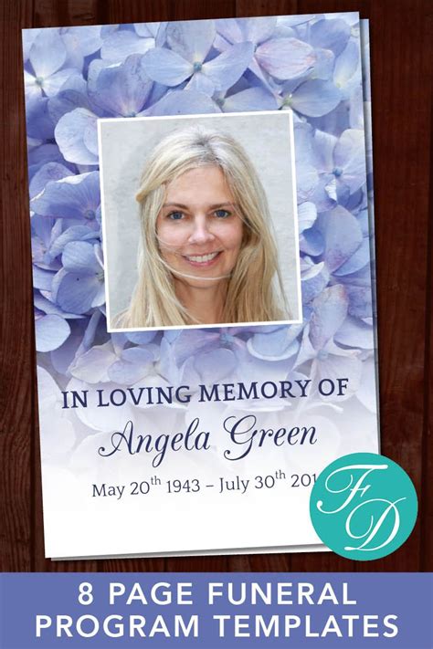 Blue Floral Funeral Program Template Obituary Template Etsy Funeral