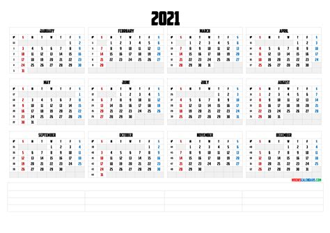 Printable 2021 Yearly Calendar With Week Numbers 6 Templates