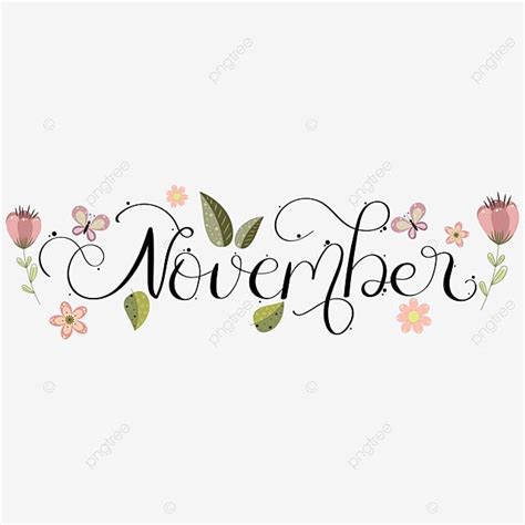 Hello November Vector Art Png Hello November Month Hand Lettering With