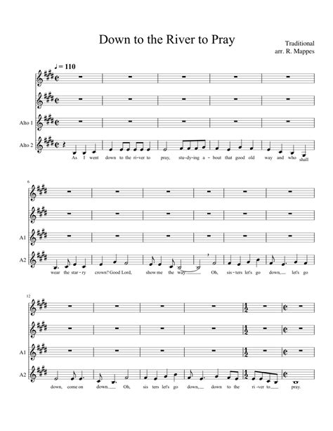 Down To The River To Pray Sheet Music For Vocals Choral