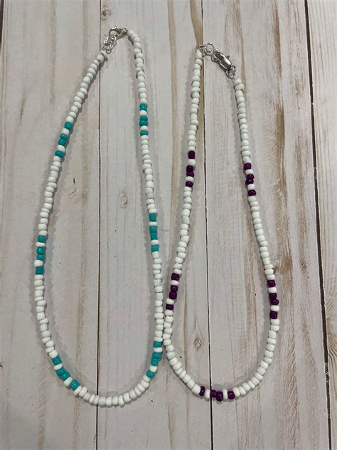 Seed Bead Necklace Etsy