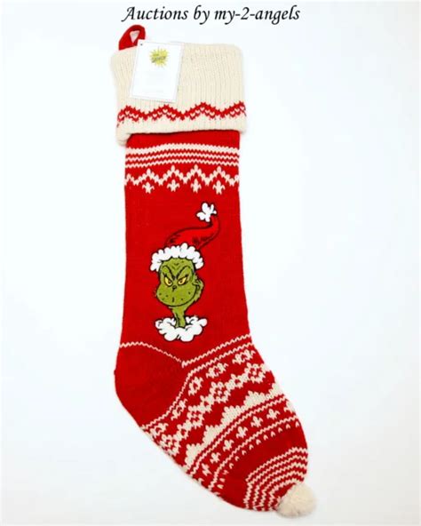 Pottery Barn Kids Dr Seuss Grinch Merry And Bright Christmas Stocking No
