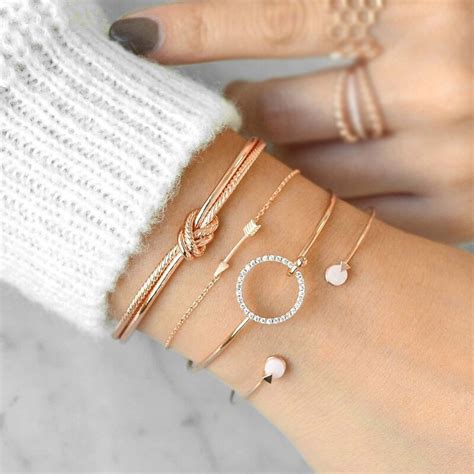 2018 Trendy Bracelet Set Simple Female Jewelry Knot Circle Crystal