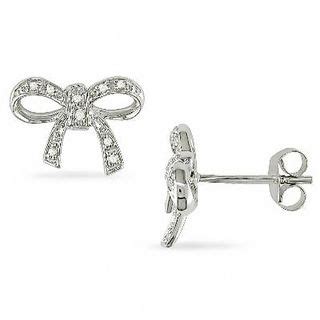 Diamond Accent Bow Earrings in Sterling Silver | Peoples Jewellers