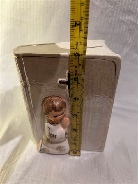Sweet Vintage Childs Holy Bible Piggy Bank White Etsy