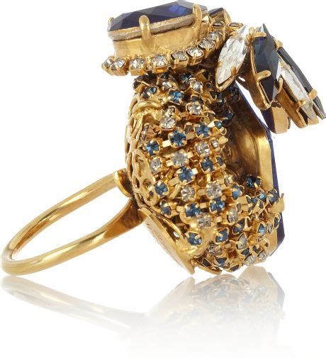 Erickson Beamon Envy Oversized Swarovski Crystal Ring In Blue Gold Lyst