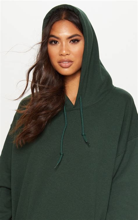 Forest Green Oversized Hoodie Tops Prettylittlething Usa