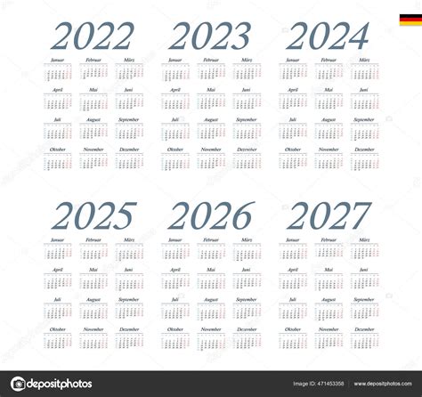 Deutscher Kalender Für 2022 2023 2024 2025 2026 2027 Woche