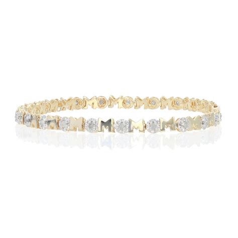 Yellow Gold Diamond Mom Link Bracelet 7 10k Round Brilliant 33ctw Ebay