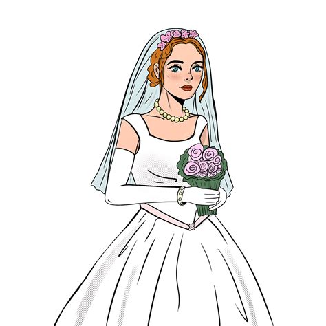 Bride Dress Png Image Wedding Dress Bride Retro Cartoon Bride Cartoon