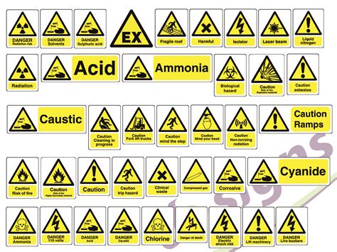 Symbols of danger, poison, pollution, hazardous waste, explosives and other hazardous. Health & Safety - De Signs