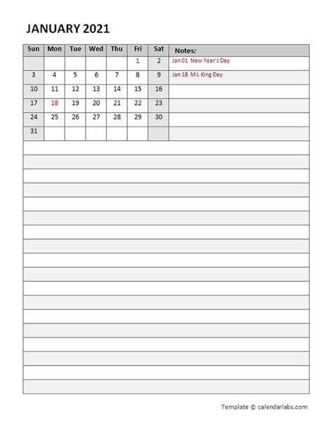 Personalize these 2021 calendar templates with the word calendar creator tool or use other office applications like openoffice, libreoffice, and google download this editable monthly 2021 planner word template with the usa federal holidays. 2021 Monthly Calendar Template Portrait - Free Printable Templates