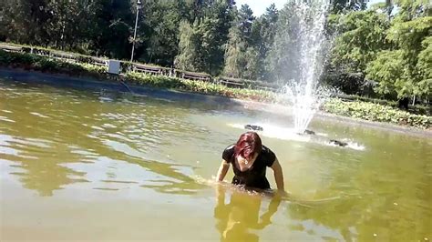 Crazy Girl Jumps Into A Pond Youtube