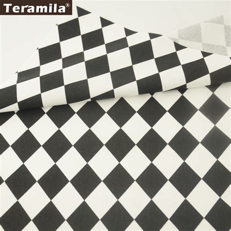 Teramila Fabrics 100 Cotton Twill Geometry Black And White Squares