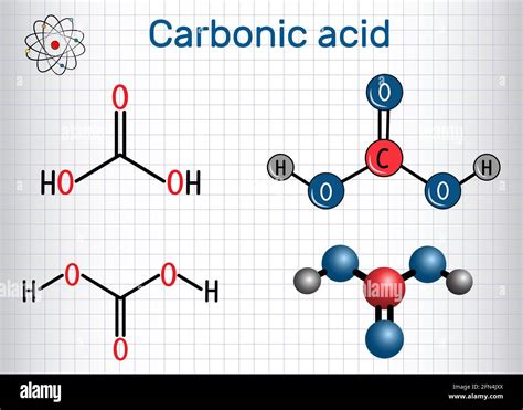 Molécula De ácido Carbónico H2co3 Fórmula Química Estructural Y