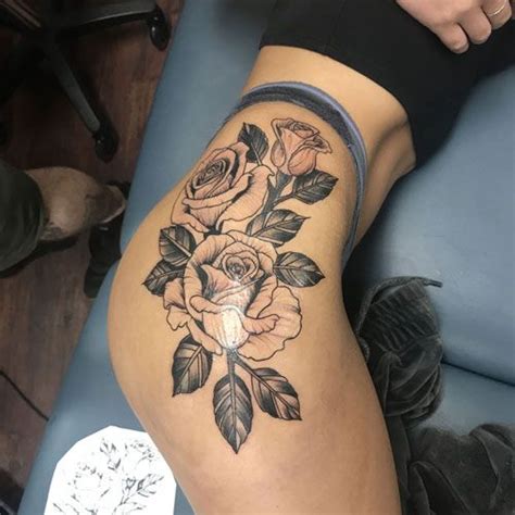Simple Rose Thigh Tattoo Designs Best Thigh Tattoos For