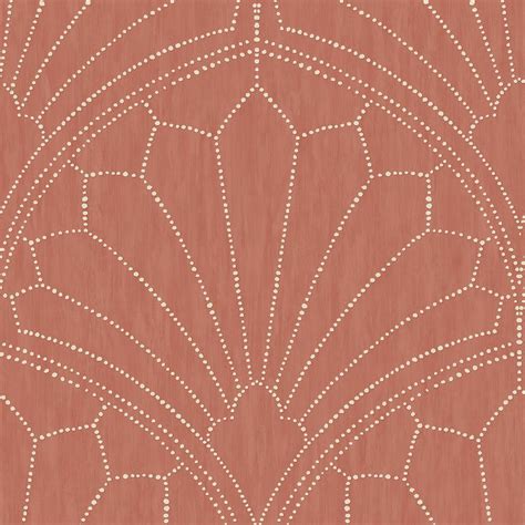 Seabrook Designs Scallop Medallion Redwood And Ivory Geometric Paper
