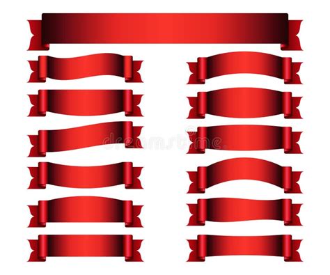 Red Ribbon Banners Set Silk Stock Vector Illustration Of Horizontal