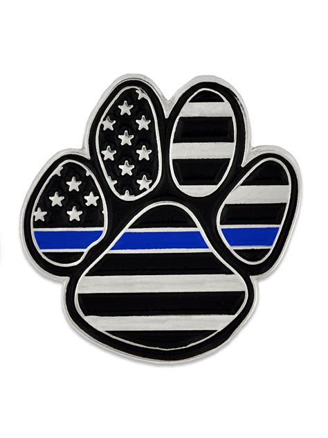Pinmarts Law Enforcement Thin Blue Line K9 Police Dog Paw Print Lapel