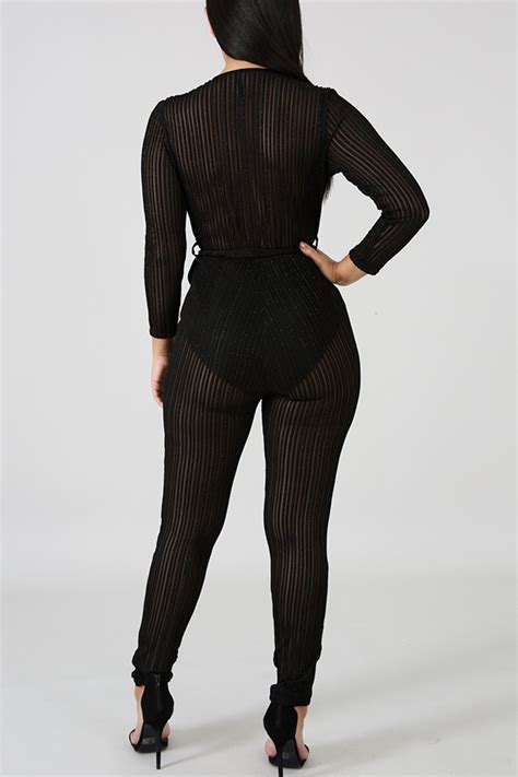 Lovely Sexy See Through Black One Piece Jumpsuitlw Fashion Online For