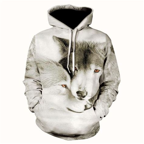 Stylish Male And Female Animal Shiny Glowing Wolf 3d Digital Printed