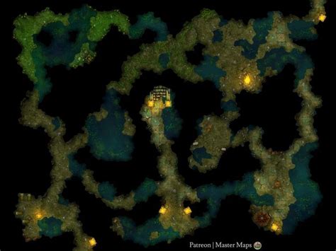 Swamp Cave Center X Battlemaps Mapa De Fantas A Mapas Juego De Rol