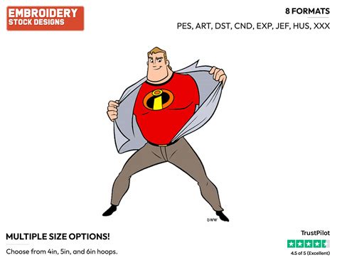 Bob Parr Becomes Mr Incredible Disneys The Incredibles Embroidery Design In 4 Sizes