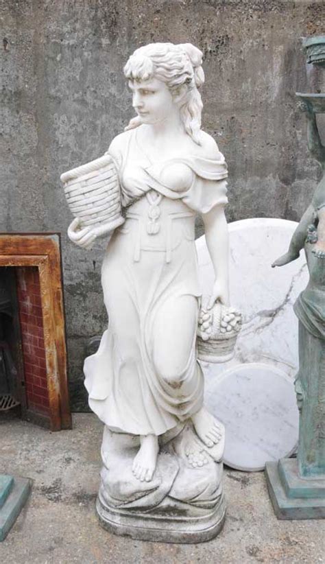 Hand Carved Italian Marble Maiden Female Statue