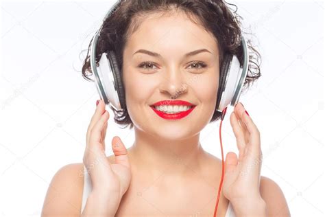 Young Attractive Woman Wearing Headphones — Stock Photo © Yacobchuk1