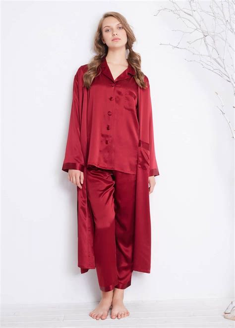 22 momme classic full length silk pajamas and robe set silk pajamas women silk pajama set silk