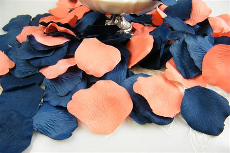 Coral And Blue Rose Petals 200 Artificial Petals By Morrelldecor