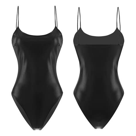 Sexy Women S Leather Leotard Bodysuit Spaghetti Straps Jumpsuits Party