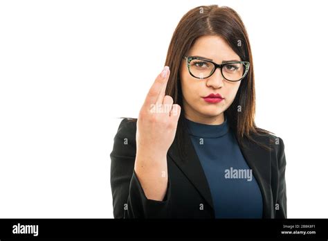 Portrait Of Business Girl Wearing Glasses Showing Fingers Crossed
