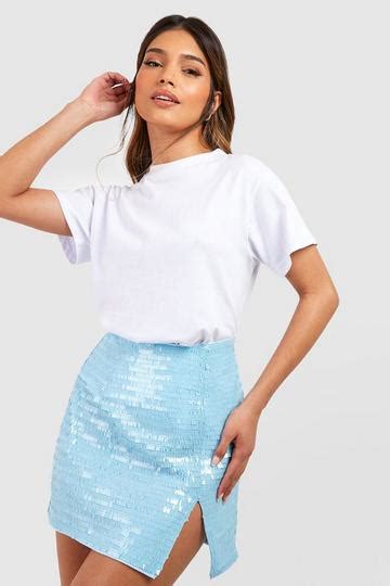 Blue Sequin Skirts Boohoo Uk