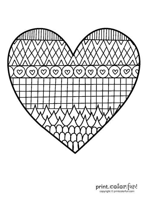 Cat coloring page, cat and kittens drinking milk coloring pages featuring hundreds of kitty coloring pages and cute kitten coloring pages. Patterned heart coloring page coloring page - Print. Color ...