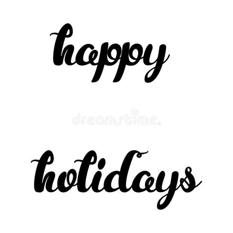 Happy Holidays Modern Brush Hand Drawn Vintage Vector Text Thank You On