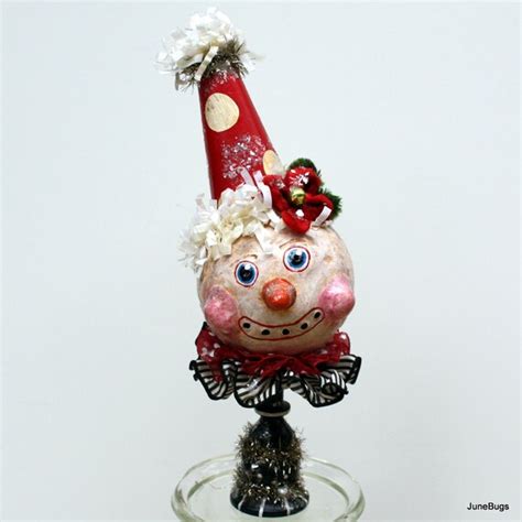 Snowman Clown Christmas Holiday Sculpture By Junebugsbylinda