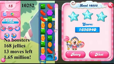 Candy Crush Saga Level 10252 168 Jellies No Boosters Super Lucky 13