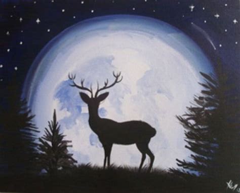 Paint Nite Kansascity Stag Moon Deer Painting Painting Inspiration