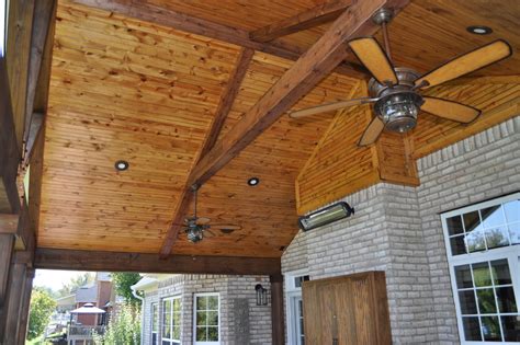 Custom Open Gable Porch With Tongue And Groove Ceiling And Cedar Posts Rustic Porch
