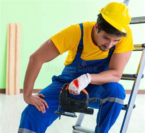 Injured Worker At The Work Site Stock Image Image Of Protective Pain