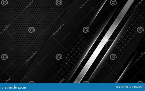 Black Wallpaper With Silver Geometric Lines Stock Vector Illustration