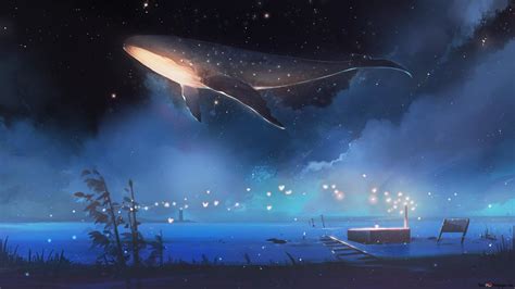 Flying Whale In Dream Hd Wallpaper Download