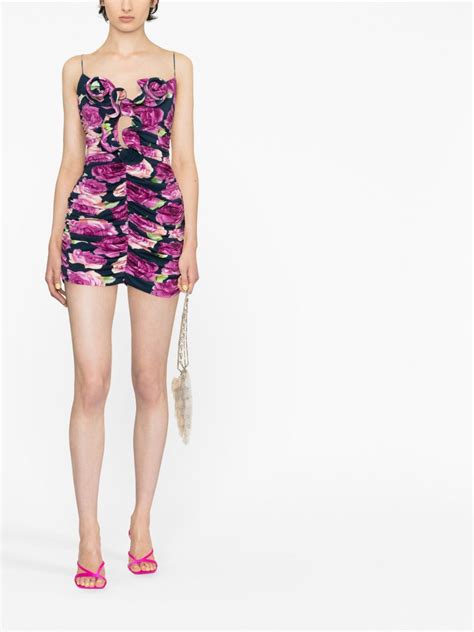magda butrym floral ruched minidress in purple modesens