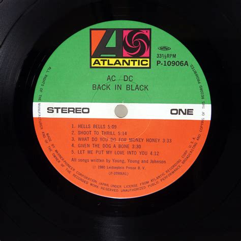 Acdc Back In Black Atlantic P10906a Japan Obi Vinyl Lp Ebay
