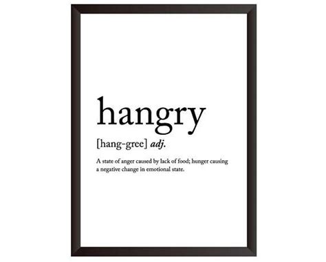 Hangry Print Dictionary Print Definition Print Foodie Etsy Uk Wall Prints Cute Room Decor