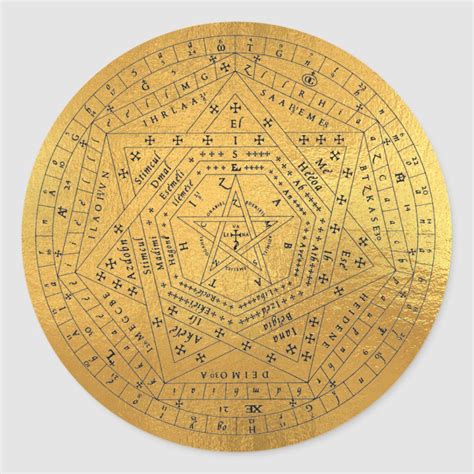 Sigillum Dei Aemeth Sigil Occult Pentagram Gold Classic Round Sticker