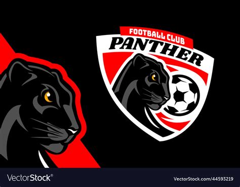 Soccer With Black Panther Head Badge Mascot Logo Vector Image