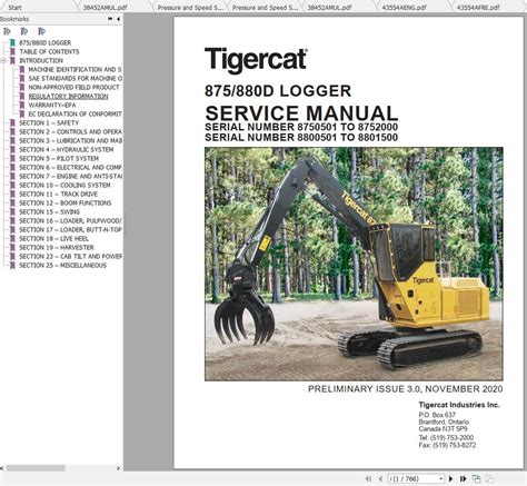 Tigercat Logger 880D 8800501 8801500 Operator Service Manual